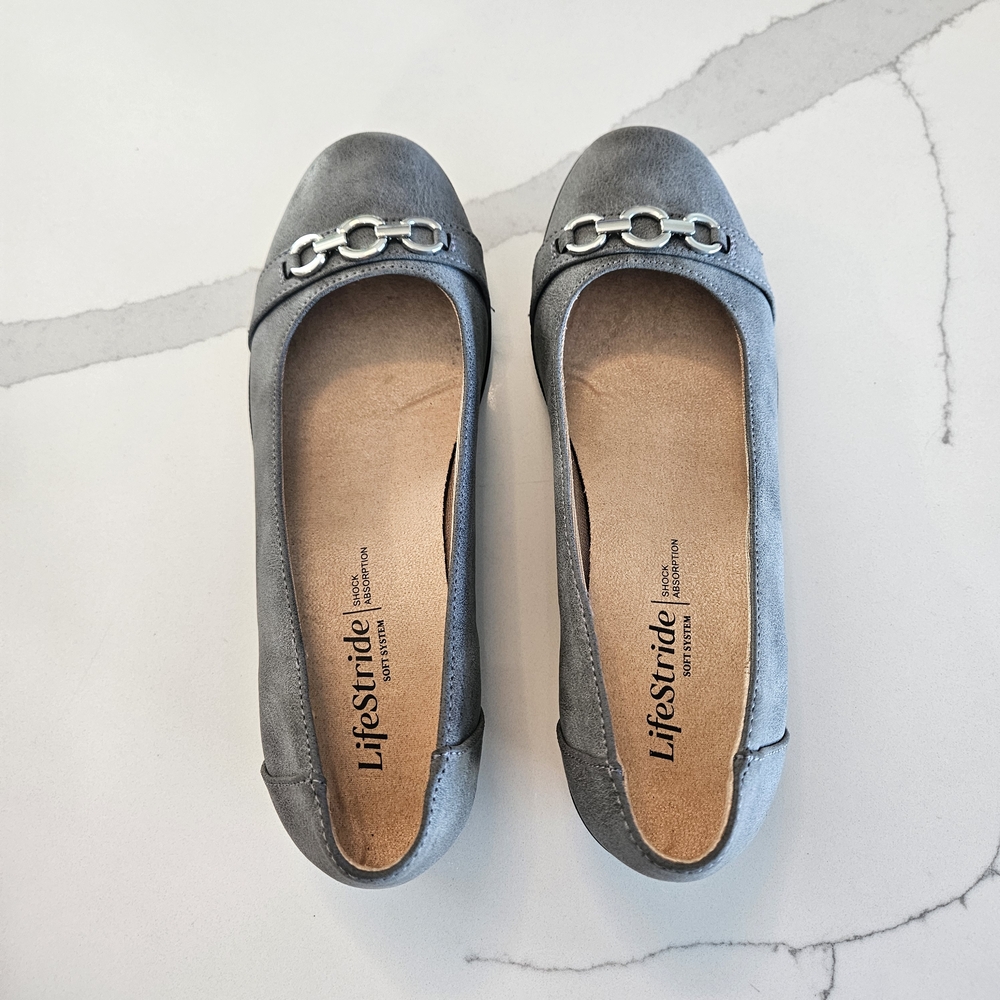 Life Stride Gray Chain Detail Flats - Picture 5 of 6
